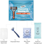 Shaving Kit with Razor, Shaving Cream, Washcloth & Aftershave Wipe – Men’s Travel Shave Set for Hotels, Shelters & Outreach – Disposable Grooming Pack (Blue) (1)
