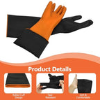 AUAUY 14"/18" Chemical Resistant Gloves, Reusable Heavy-Duty Rubber Gloves, Non-Slip Large Rubber Gloves, 1 Pair