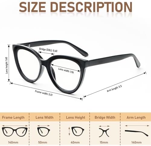 REAVEE 3 Pack Oversized Cat Eye Reading Glasses for Women men Thick Frame, Blue Light Blocking Readers Stylish Large Eyewear