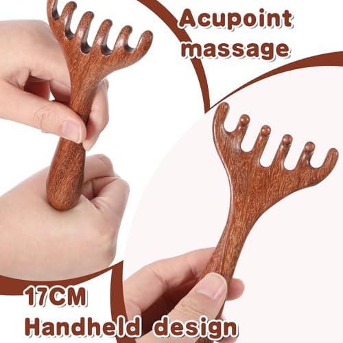 2 PCS Wooden Massage Comb 6 Claws, Wooden Head Foot Massager Scalp, Wood Therapy Massage Tools for Head, Back, Legs, Feet, Wood Scalp Massager for Father's Day and Mother's Day Gifts