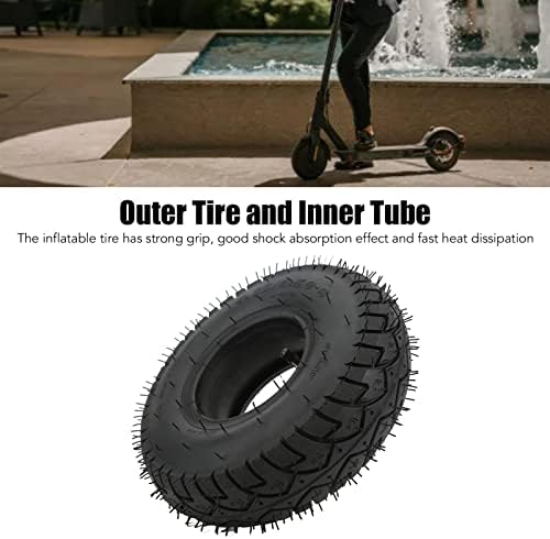 Diydeg 4.10/3.50‑5 Tire and Set, Inflatable Rubber Electric Scooter Outer Tire and, Anti Skid and Shockproof Scooter Replacement Wheels Spare Accessories