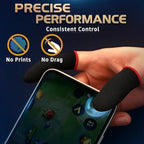 20 Pcs Gaming Finger Sleeves - Perfect Touchscreen Glide - Thumb Sleeve for Mobile Games - Finger Glove Covers - Anti-Sweat, Extremely Thin, Red Edge - Size 1.5 x 0.7 in