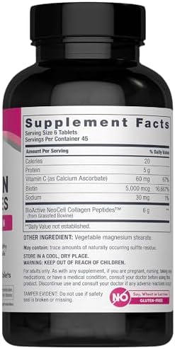 NeoCell Collagen Peptides Pills | 270 Caplets | with Vitamin C and Biotin | Grass Fed Bovine | Hair, Skin, & Nails | for Women and Men