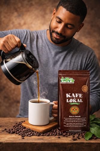 Kafe Lokal Haitian Ground Coffee 9oz – Premium 100% Arabica Dark Roast Coffee, Caribbean Mountain Coffee, Rich Aroma & Smooth Flavor