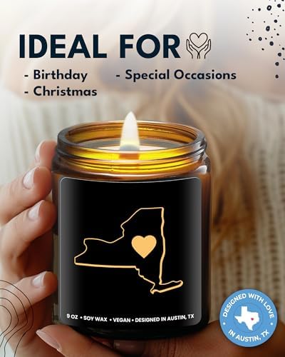 New York Candle, Sentimental House Warming Gifts for Women & Men, Unique New York Themed Souvenir, Ideal Moving Away and Home Sick Gifts, Perfect for Birthday, Christmas, Special Occasions, Gift Ready