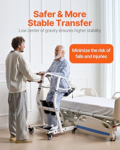 2026 Upgraded Sit-to-Stand Lift Aid, One-Step Stand Assist Transfer Chair with Wheels for Elderly, 400 lbs Heavy Duty Capacity, Adjustable Knee Pads & Fall Prevention for Seniors Disability Home Care