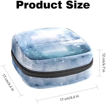 Sanitary Napkin Storage Bag,Period Bag,Pad Bag,Beautiful White Snow Landscape,Period Pouch