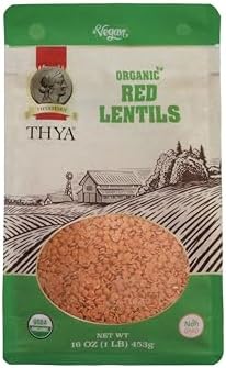 THYA Organic Red Split Lentils, 9 LB (9 x 1 LB Packs)