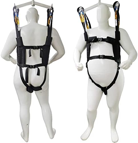 Patient Disabled Invalid Lift Walking Standing Aid Sling Medical Transfer Gait Belt Strap Assist Leg Traction Exercisers Carrier Fold Up Full Body Get Up Sit to Stand AidLot Black
