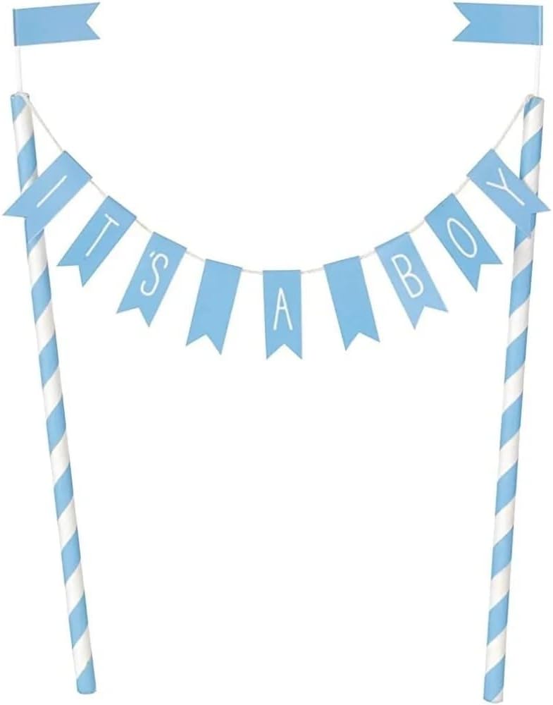Unique Blue "IT'S A BOY" Bunting Cake Topper (1 Pc) - Perfect for Boy's Baby Shower Event