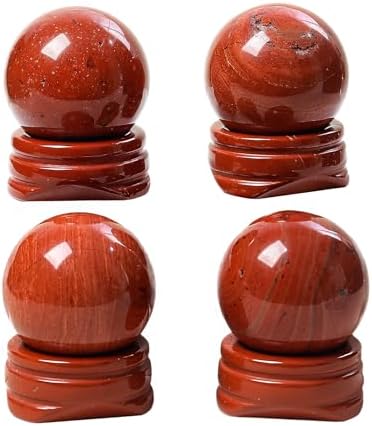 Natural Red Jasper Ball with Stone Stand, Healing Crystal Sphere for Home Fengshui Yoga Meditation, Reiki Energy Balancing 1.18”(30mm)