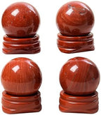 Natural Red Jasper Ball with Stone Stand, Healing Crystal Sphere for Home Fengshui Yoga Meditation, Reiki Energy Balancing 1.18”(30mm)