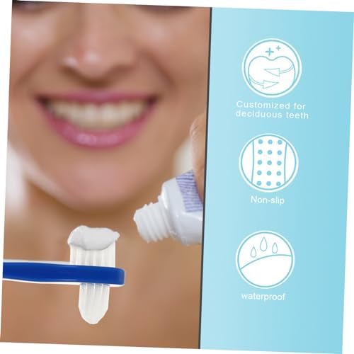 FRCOLOR 2pcs Dual Head Denture Brush with Non Slip Handle Firm Nylon Bristles for False Teeth Cleaning Angled and Large Multi Tufted Heads Gentle Care for Dentures and Retainers White Blue