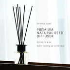 The Magic Scent Baccara Reed Diffuser for Home - Luxury Scent Diffuser with Premium Fiber Reeds for Lasting Gentle Dispersal - Natural, Toxin-Free Aroma Inspired by Baccarat Rouge