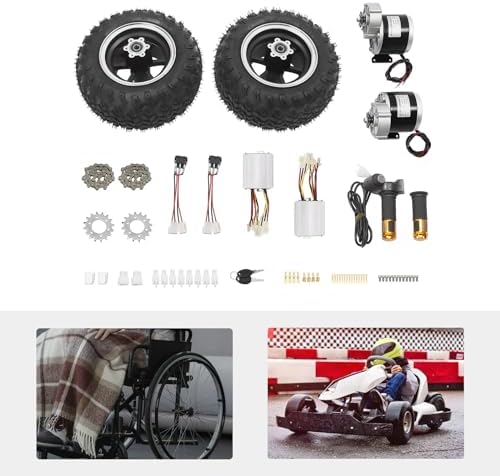 Motor Drive Air Wheel Conversion Kit, 36V 350W Wheel Chair Motor Kit Load Capacity 440.92Lbs Electric Wheels with Thumb Throttle for Electric Wheelchairs (Digital Display Throttle)