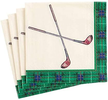 Caspari Golfing Paper Cocktail Napkins - Two Packs of 20