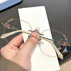 Women's Diamond Rimless Anti-Blue Light Presbyopia Glasses,Women's Progressive Fashion Anti-Blue Light Reading Glasses