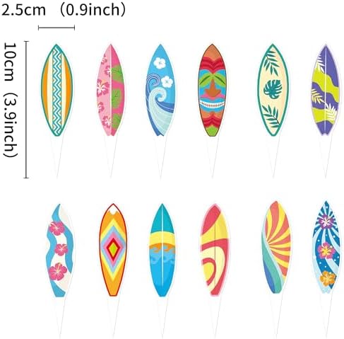 Ercadio 36Pcs Surfboard Cupcake Toppers Surfboard Beach Cake Decorations Picks Surfboard Mini Accents for Swimming Pool Summer Beach Party Luau Birthday Baby Shower Party Supplies