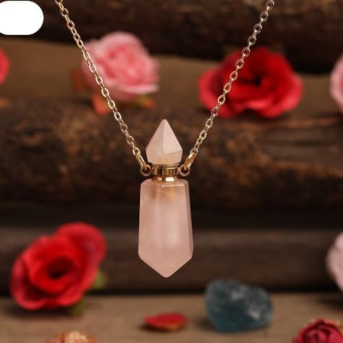 Natural Gems Stone Faceted Prism Perfume Bottle Pendants Necklace