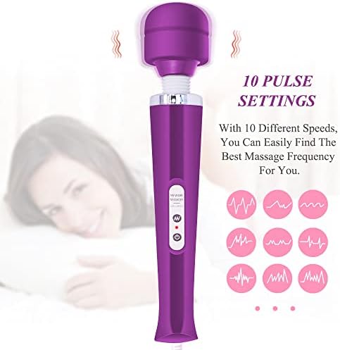 YEVIOR Wired Powerful Handheld Back Massager with 10 Pulse Settings, Personal Total Body Therapy Massager for Sports Recovery, Muscle Aches, Body Pain (Purple)