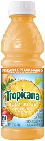 Tropicana 100% Pineapple Peach Mango Juice, Single Serve, 10 Fl Oz Bottles (Pack of 24) - Real Fruit Juice, Vitamin C, B & E Rich, No Added Sugars, No Artificial Flavors