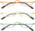 Half Reading Glasses - Half Rim Metal Frame Glasses Spring Hinge Readers with Leather Pouch for Men and Women