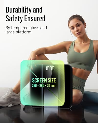RunStar Digital Bathroom Scale for Body Weight with High Precision, Clear LED Backlight Display, Accurate Scale with 6mm Tempered Glass, 400lb, Silver