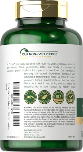 Carlyle Irish Sea Moss Capsules | 150 Count | Complex Formula with Bladderwrack & Burdock Root | Non-GMO & Gluten Free