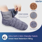 REVIX Microwavable Booties and Feet Warmers for Women & Men, Microwave Heated Foot Warmer with Flaxseed Moist Heat for Cold Feet, Gray, L