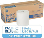 Georgia-Pacific Blue Ultra 8'' High-Capacity Recycled Paper Towel Rolls by GP PRO (Georgia-Pacific), White, 26491, 1,150 Linear Feet Per Roll, 3 Rolls Per Case