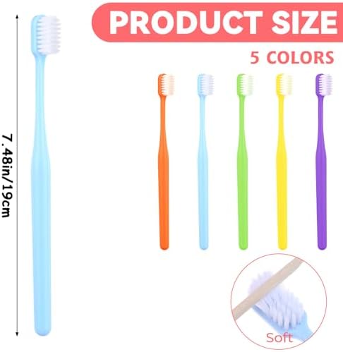 COMNICO 5 Pack Classic Manual Toothbrush Soft Bristles Clean Tooth Brush with Ergonomic Plastic Handle for Adults and Kids, Colorful