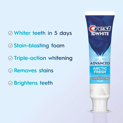 Crest 3D White Advanced Teeth Whitening Toothpaste, Arctic Fresh, 3.3 oz, Pack of 3