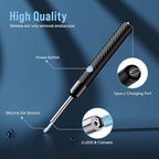 LEIPUT Ear Wax Removal - Earwax Remover Tool with 8 Pcs Ear Set - Ear Canal Cleaner with 1080P Camera - FSA HSA Eligible - Ear Cleaning Kit with 6 Ear Spoon - Ear Camera for iOS & Android (Black)