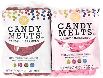 Bundle of Wilton Candy Melts, Red and Pink, 12 Ounces Each