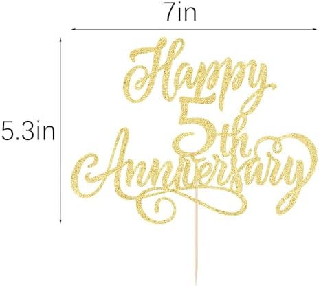 Golden Glitter Happy 5th Anniversary Cake Toppers, Wedding Anniversary Party Decorations, 5th Wedding Anniversary, Company Anniversary Party, Birthday Party Decorations