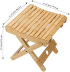 2 Pack 12 Inch Folding Bamboo Stool, No Assembly Small Bamboo Folding Step Stool Shower Bench Seat for Bathroom, Sauna and Leg Shaving, (11x11x12.6 Inch)