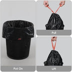 6 Gallon Kitchen Drawstring Trash Bags, Plastic Black Garbage Bags Wastebasket Bin Liners, 2 Rolls, 110 Count