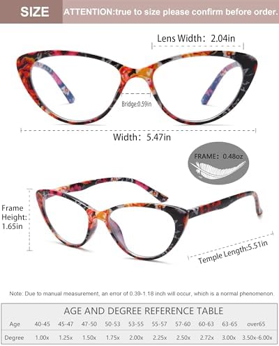 EYEURL 4-Pack Cat Eye Reading Glasses for Women Blue Light Blocking Spring Hinges Readers for Women