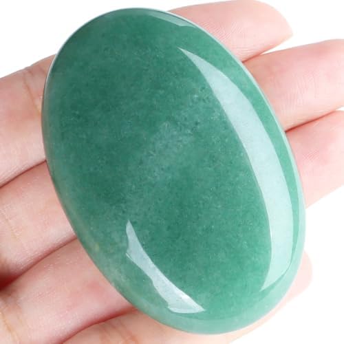 MAIBAOTA 2.4" Large Green Aventurine Crystal Stone Polished Palm Stone Healing Crystals 0.7" Thick Natural Reiki Gemstone Worry Stone Energy Balancing Anxiety Stress Relief Meditation 1 Pc