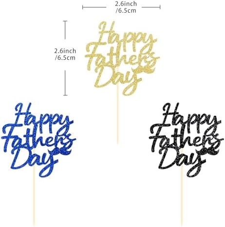 24Pcs Happy Father's Day Cupcake Toppers for Father's Day Decorations, Best Dad Cupcake Picks for Father's Birthday Decorations (happy)