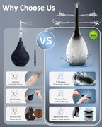 Anal Douche Enema Bulb Kit for Men - 8.3oz, Anti-Backflow & Leakproof, Flexible Silicone Tube, 7 Spouts, Shower-Connected, Portable Douche for Travel and Home, Black