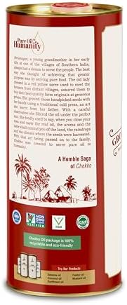 CHEKKO 100% Pure Cold-Pressed Peanut Oil (Groundnut Oil) 1 Liter (33 Fl Oz) – Natural Cooking Oil for Deep Frying, Roasting & Everyday Cooking.