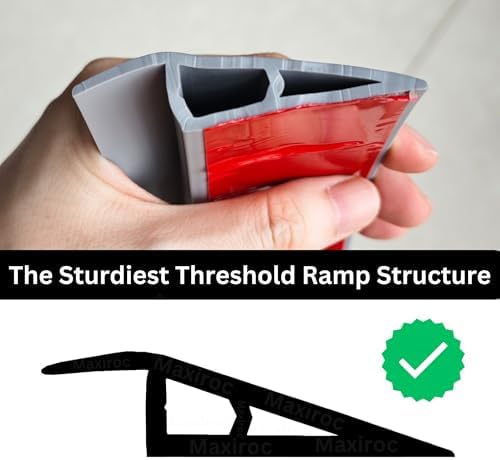 1/2" to 3/5" Height Threshold Ramp - Rubber Threshold, Floor Transition Strip, Door Strip, Wheelchair Ramp, Carpet to Tile Strip (Gray Oak Ash, 40 inches)