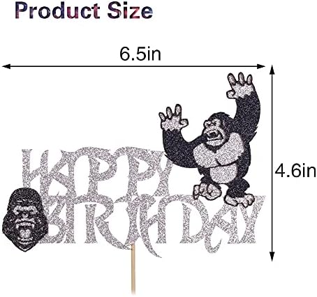 Orangutan Cake Topper Angry Gorilla Cake Decoration Fun Orangutan Theme Children's Party Decoration，Boys Girls Adults Happy Birthday Safari Jungle Animal Ape Party Decorations