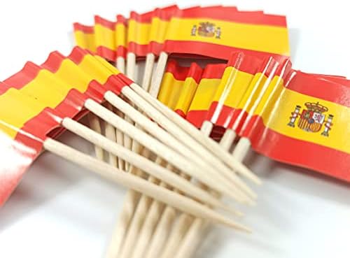 JBCD Spain Toothpick Flag Spanish Mini Small Cupcake Topper Flags, 200pcs