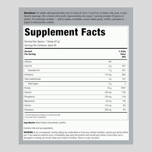 Fitness Labs Whey Protein Powder Unflavored | 5 lbs | Ultimate Easy-Mix Supplement for Men and Women | Non-GMO and Gluten Free
