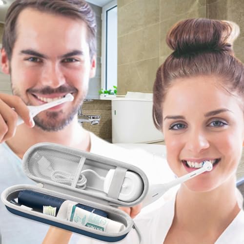 Toothbrush Travel Case for Oral B/Oral-B Pro 1000 1500 5000 7000 & Philips Sonicare 4100 1100 5300 5100 6100/iO Electric Toothbrush, Hard Protective Storage Bag (Deep blue)