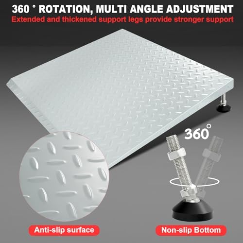 Height Adjustable Door Ramp, Door ramp for 3”, 5” to 7.5” Threshold or Steps, Heavy Duty Door ramp for Wheelchairs Walkers Scooters(27.6" L*37.4" W, Alloy Steel, Max 800LBs)