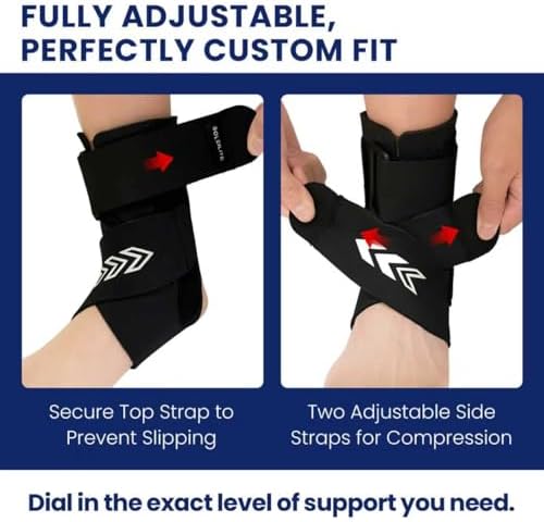 Ankle Brace with Side Stabilizing Pads - Breathable Neoprene Ankle Support for Woman and Man - Adjustable Straps Enhance Stability for Weak Ankles, Sprains, Achilles Tendonitis and Sports Injury Recovery