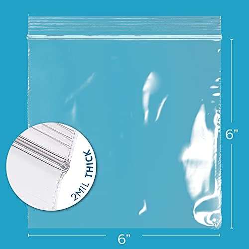 GPI - 6" x 6" - 100 Pack, 2 Mil thick, Clear Plastic Reclosable Zip Bags, Hang Hole For Display, Durable Poly Baggies with Resealable Zip Top Lock for Storage, Packaging & Shipping